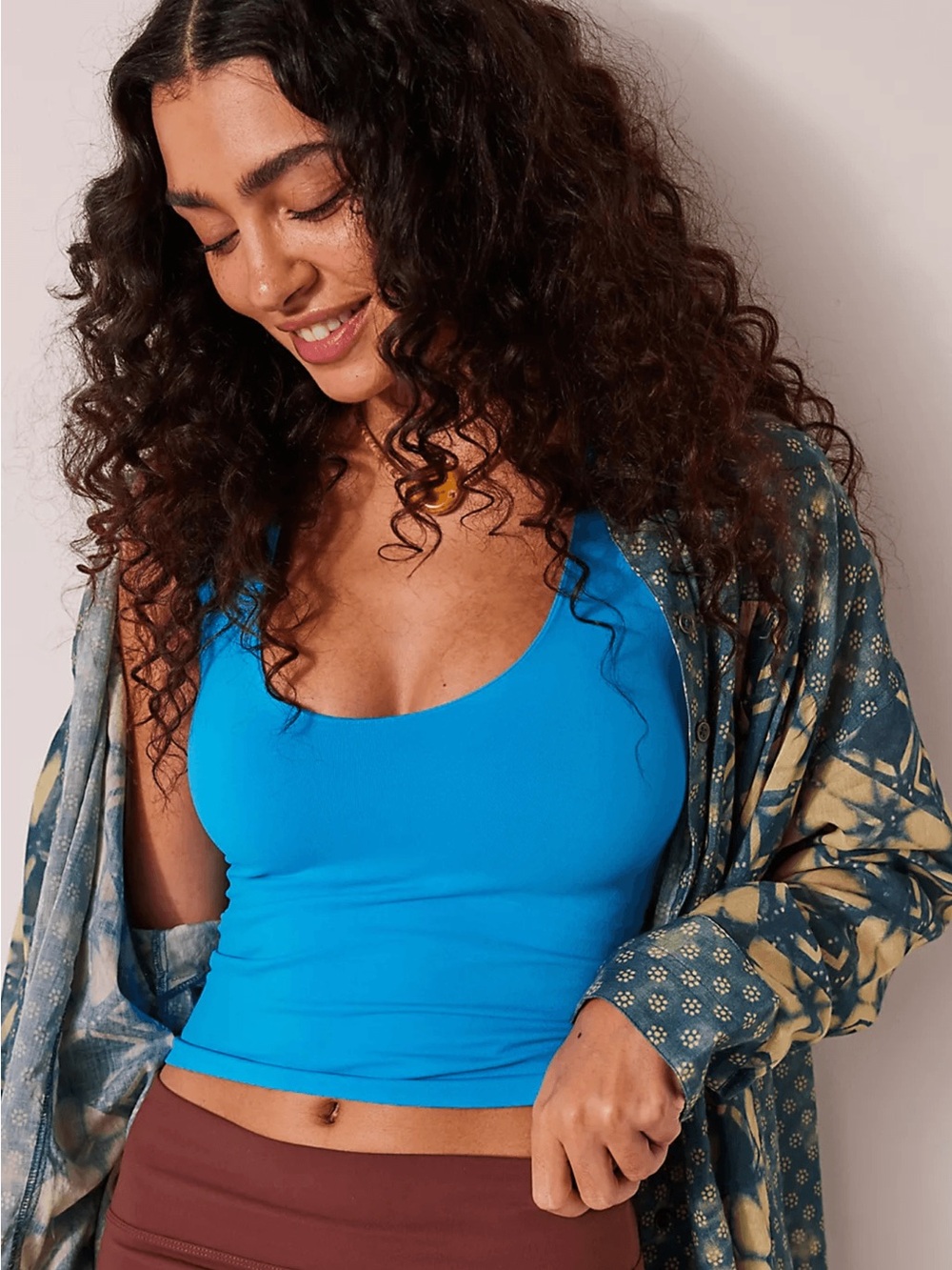 New Free People Anthropologie Clean Lines Muscle Cami in Baywatch Blue XS-Small